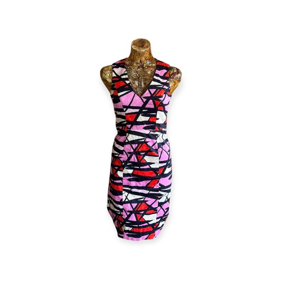 French Connection Dresses & Skirts - French Connection bodycon pink orange black Size 4 small sleeveless fitted